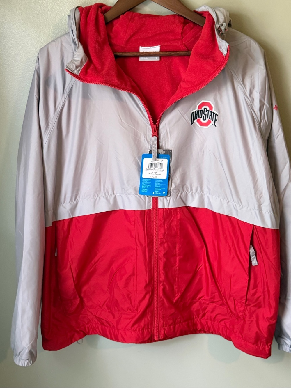 Columbia Women's Ohio State Two-Tone Red and Light Gray Ski Jacket